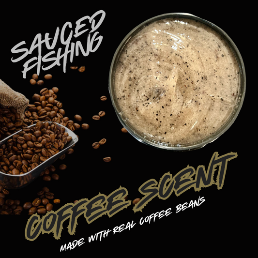 Sauced Fishing 4oz Coffee Fish Attractant | Coffee Scent | Human Odor Masking | Wide-Mouth Jar | Bass & Freshwater