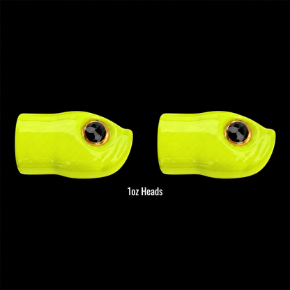 Stack Tackle Replacement Heads | 5/0 Screwy Head Jigs | 2 Per Pack | 0.5–1.5 oz | Chartreuse, Black, White, Pink
