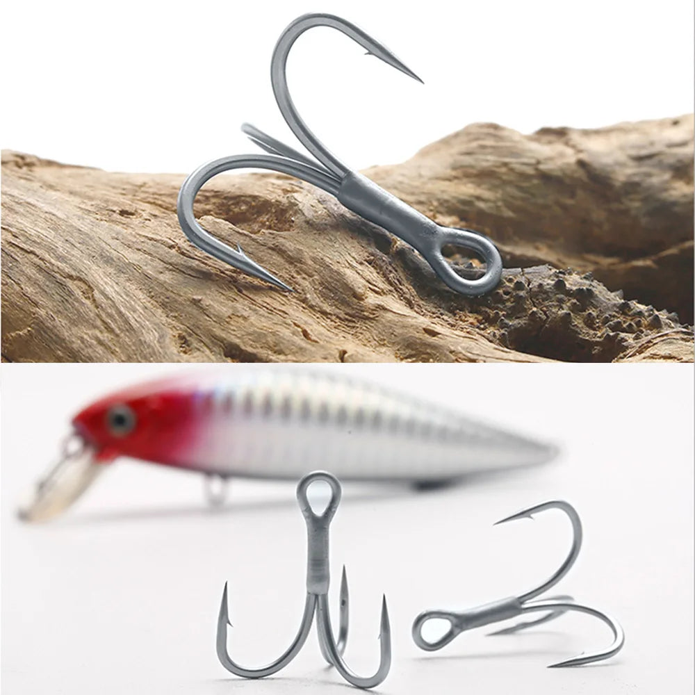 Tri Hooks Anti-Rust Coating 3X Super Strong Sharp fishing hook High Carbon Steel Sea Hooks Saltwater