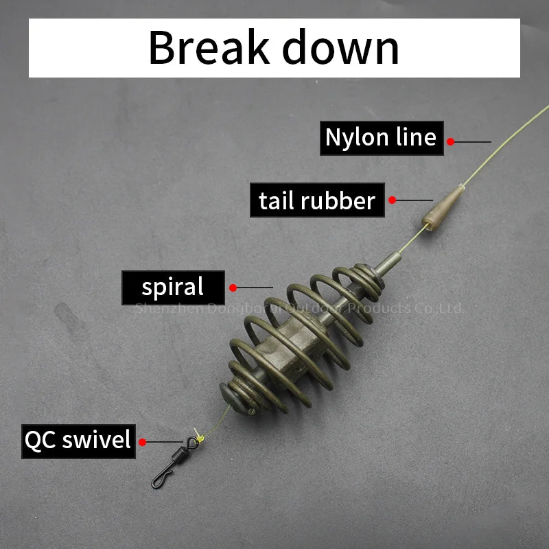 1PC Carp Fishing Accessories Spiral Feeder 30g/50g/60g/80g Fit With QC Swivel Size 8 For Method Feeder Fishing Equipment