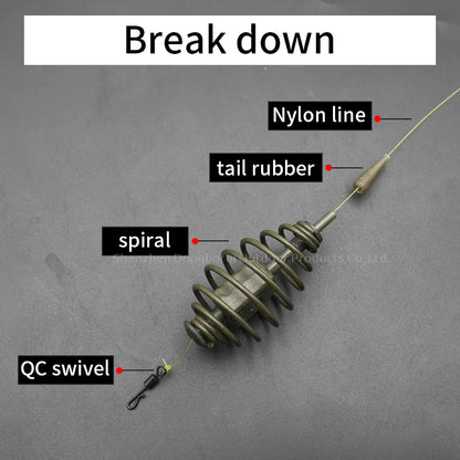 1PC Carp Fishing Accessories Spiral Feeder 30g/50g/60g/80g Fit With QC Swivel Size 8 For Method Feeder Fishing Equipment