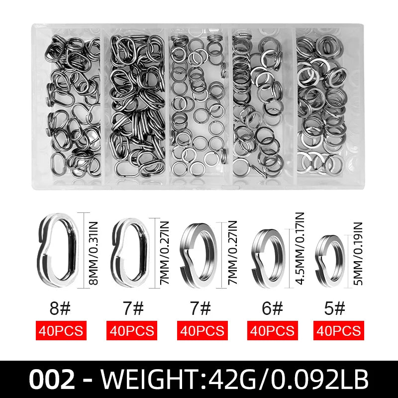 200pcs/box High-Strength Stainless Steel Split Rings for Fishing Lures Loop Corrosion-Resistant Connector Rings