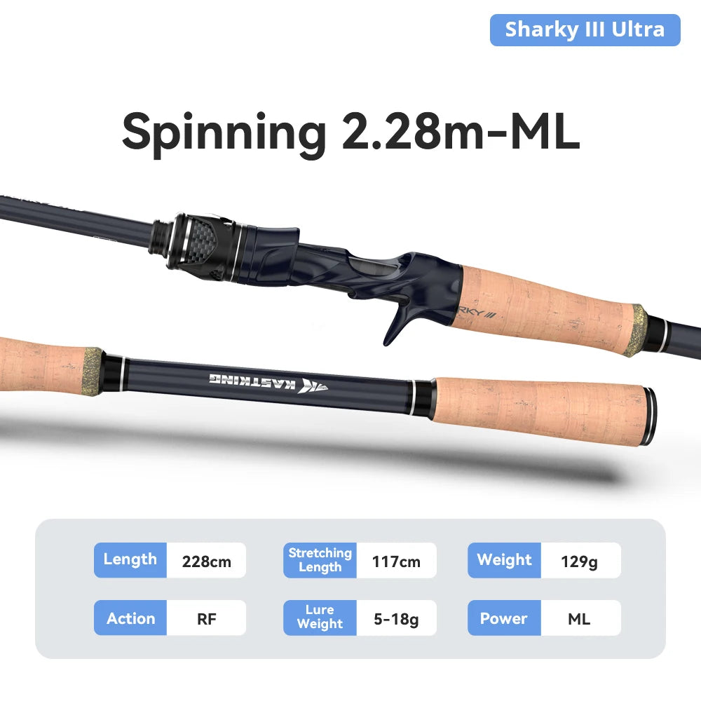 KastKing Sharky Ultra Carbon Spinning Casting Rods FUJI F+SIC Guide RingsFreshwater Saltwater Fishing Rod