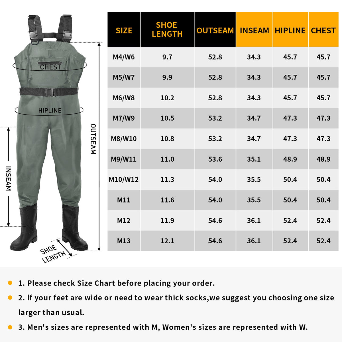 DikaSun Bootfoot Chest Waders with Boots Grey
