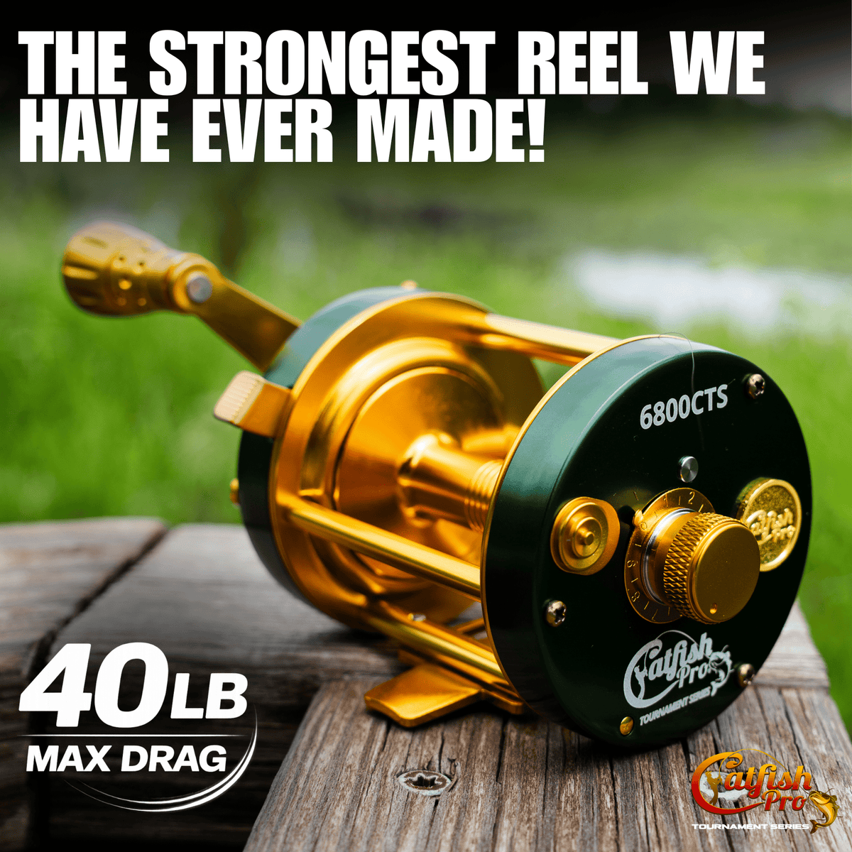 Catfish Pro 6800 CTS Round Baitcaster Reel | 40 lb Max Drag