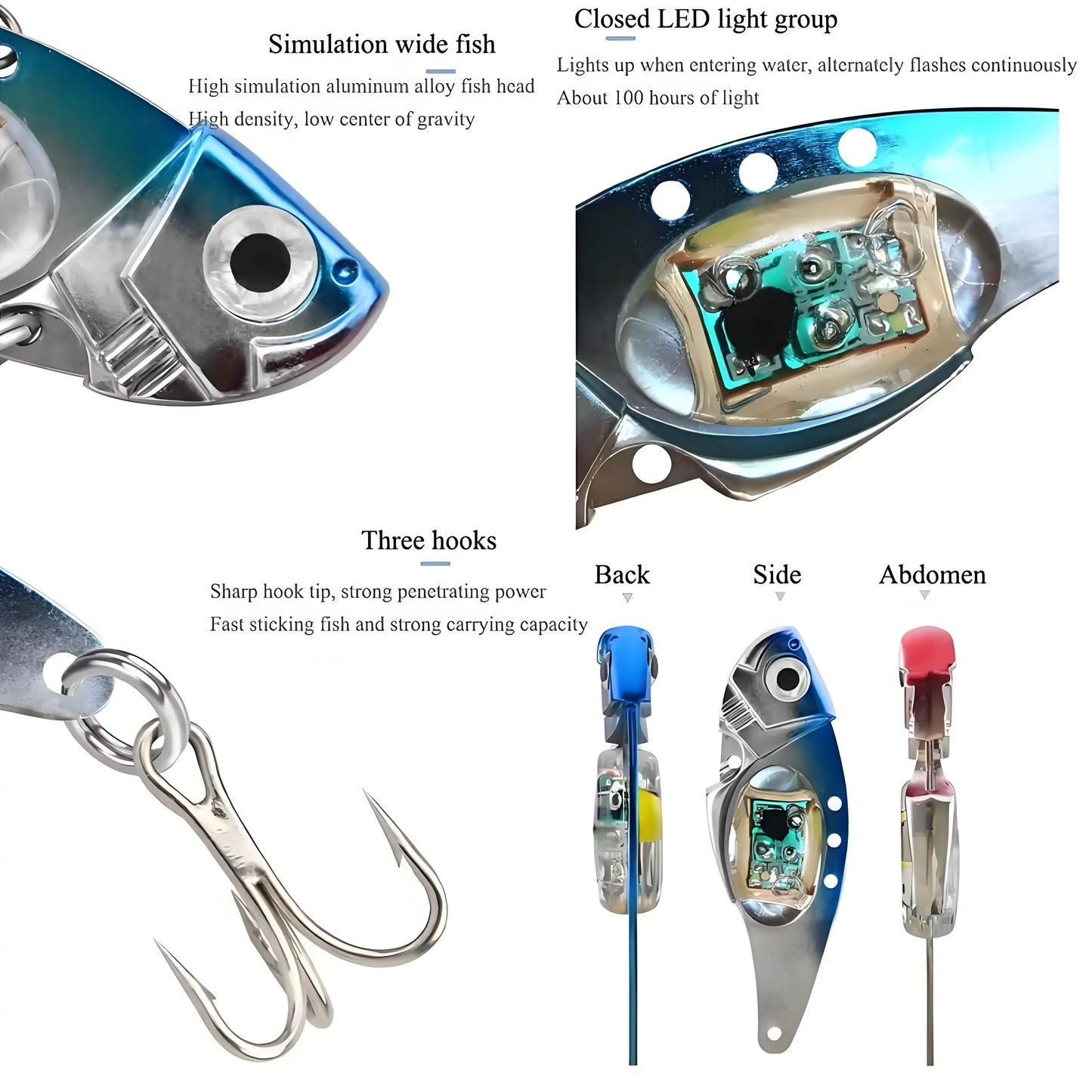 Smart Underwater LED Fishing Light Squid Lure with Vibration, Flashing Deep Drop Light, Waterproof Fish Attractor Bait for Squid
