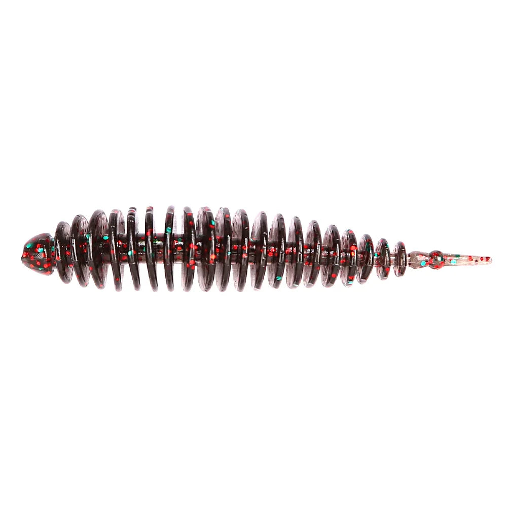 Soft Fishing Lure, Spiral Worm Bait with Glitter