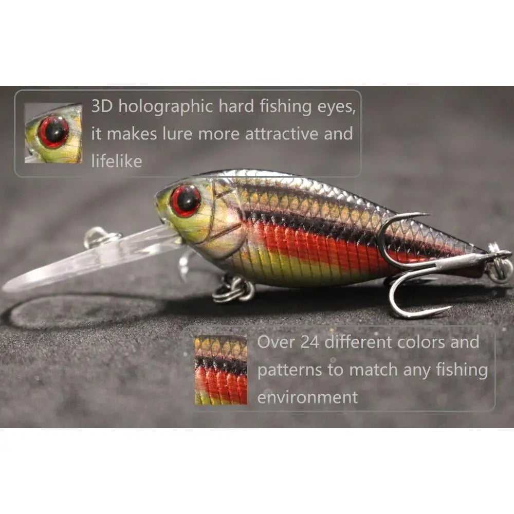 Crankbait Fishing Lure 8g 8cm 3 Meters Depth High End Hooks Wide Wobble with Deep Diving Carp Fishing HC549