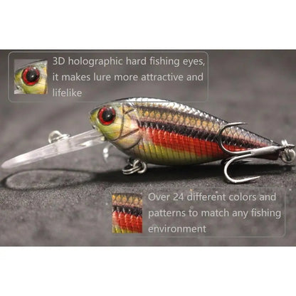 Crankbait Fishing Lure 8g 8cm 3 Meters Depth High End Hooks Wide Wobble with Deep Diving Carp Fishing HC549