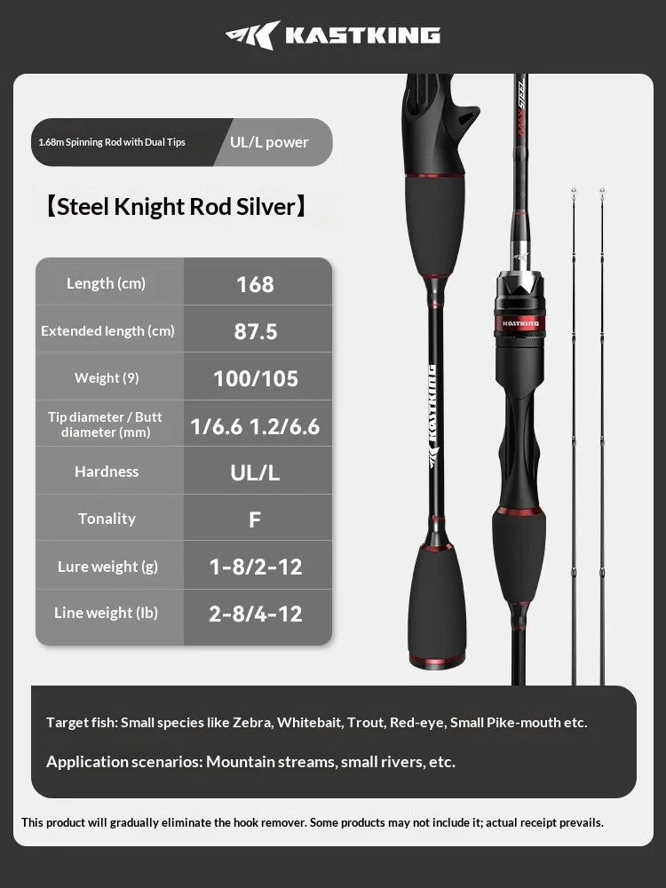 KastKing 1.68m UL/L Gun handle rod | Carbon Fiber | Solid Tip | LS Ceramic Guides | Ultra-Light Micro Lure Fishing