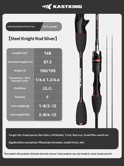KastKing 1.68m UL/L Gun handle rod | Carbon Fiber | Solid Tip | LS Ceramic Guides | Ultra-Light Micro Lure Fishing