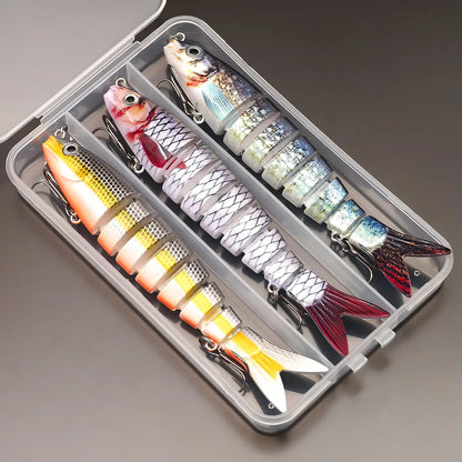 ANFS Realistic Fishing Lure Set of 3pcs, Multi-Jointed Swimbaits Fishing Lures, Lifelike Slow Sinking Artificial Bait for Bass, Trout