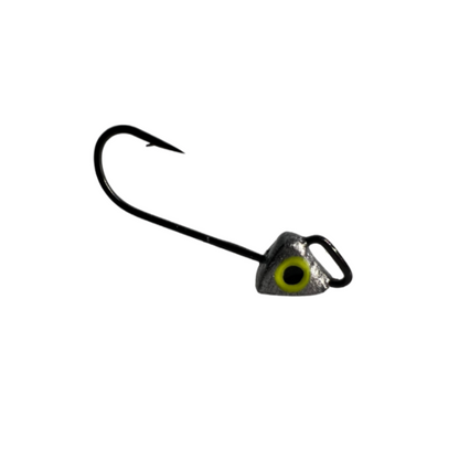 Fishing lure with a black eye on a white background