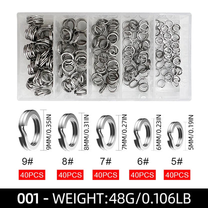 200pcs/box High-Strength Stainless Steel Split Rings for Fishing Lures Loop Corrosion-Resistant Connector Rings