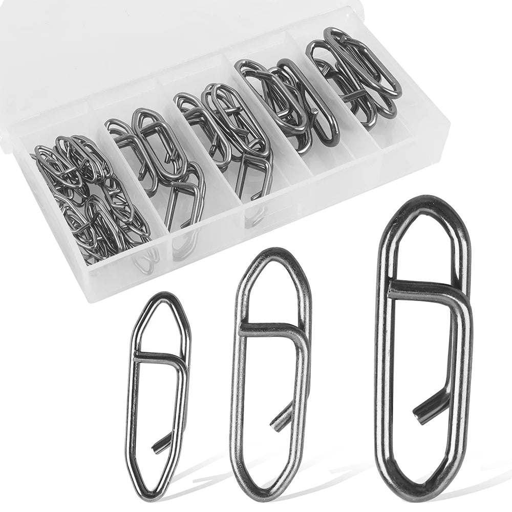 50Pcs Power Fishing Clips Fishing Speed Clips High Strength Fishing Lure Clips Stainless Steel Quick Change Fast Link Clip Snaps
