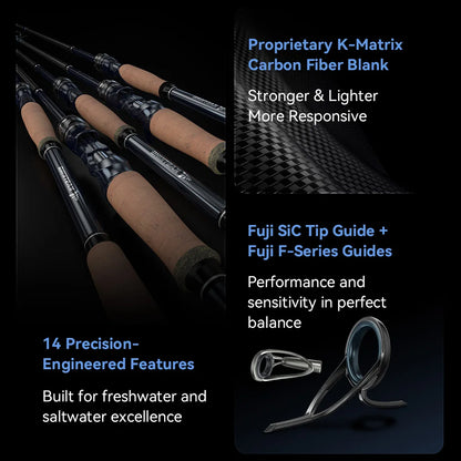 KastKing Sharky Ultra Carbon Spinning Casting Rods FUJI F+SIC Guide RingsFreshwater Saltwater Fishing Rod