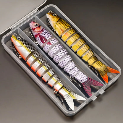 ANFS Realistic Fishing Lure Set of 3pcs, Multi-Jointed Swimbaits Fishing Lures, Lifelike Slow Sinking Artificial Bait for Bass, Trout