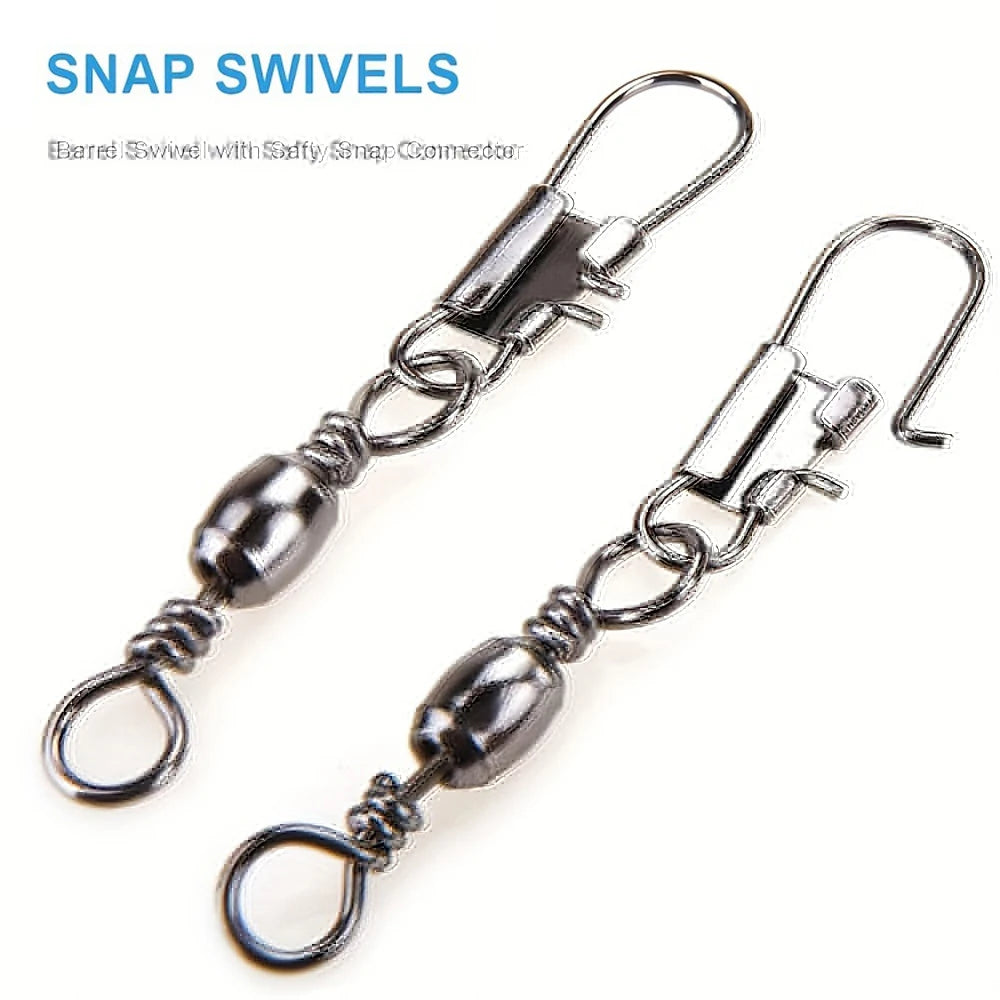 100Pcs/Lot 4#6#8#10#12# Swivels Mix Fishing Connector Snap Pin Rolling Lure Swivel Hook Carabiner Connectors Tackle Accessories
