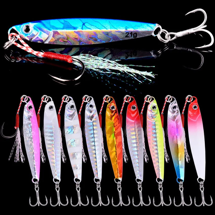 20PCS Quality Metal Cast Jig Spoon Set 10g- 60g Shore Casting Jigging Fish Sea Bass Fishing Lures Artificial Bait Tackle