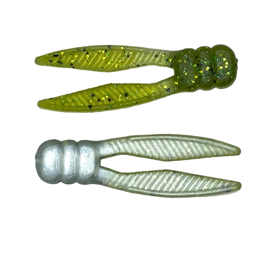 Two fishing lures on a white background