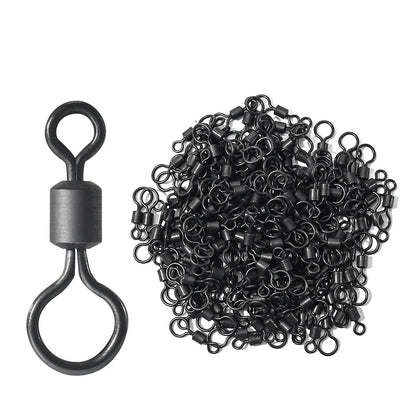 100pcs Carp Fishing Swivel Big Eye Rolling Swivels Matt Black Carp Quick Change Connector Fishing Hooks Lure Accessories