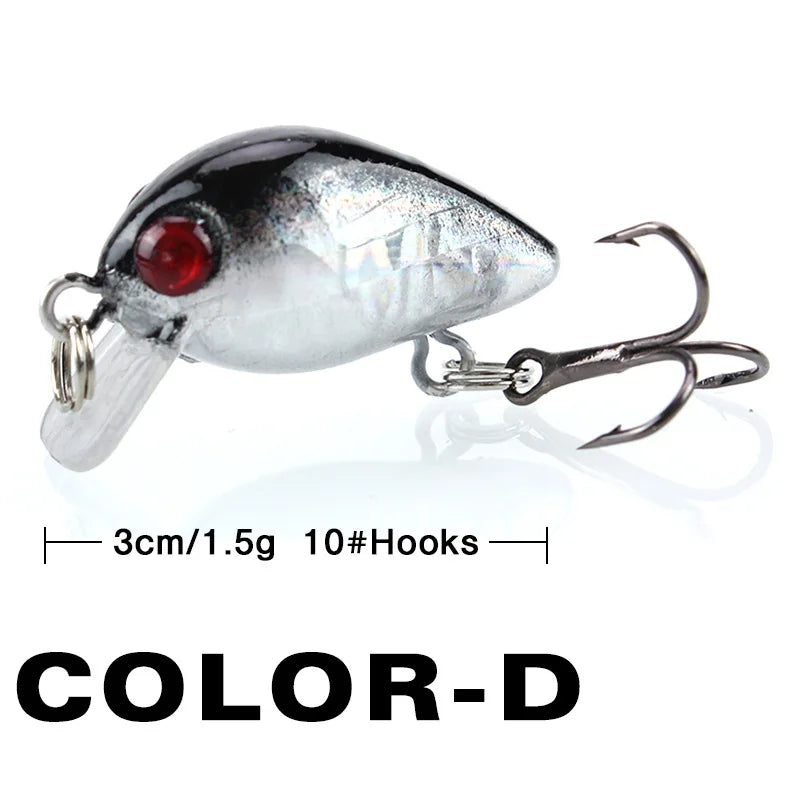 Fishing Lure Small Minnow Mini Wobble 3cm 1.5g Micro Fish Crank Bait Artificial Lure Swimbait 1 Piece