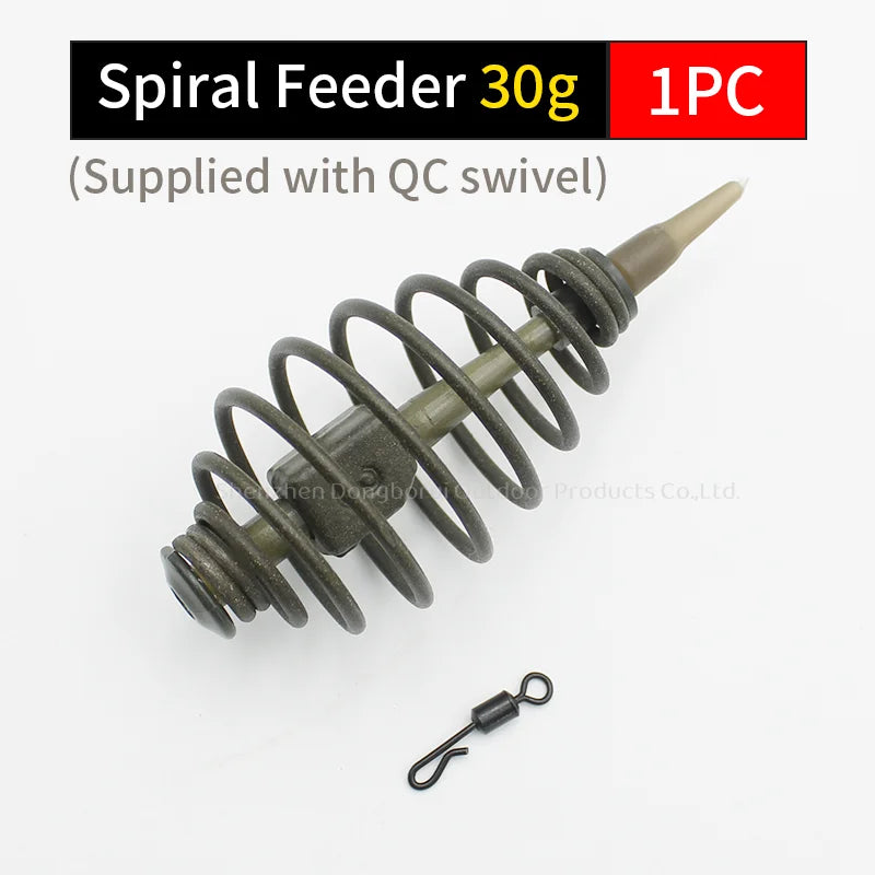 1PC Carp Fishing Accessories Spiral Feeder 30g/50g/60g/80g Fit With QC Swivel Size 8 For Method Feeder Fishing Equipment