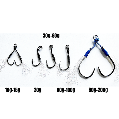 Submission Fishing Co. Assist Hooks | BKK Hooks | UV Tassels | 5 Sizes | Slow Pitch Jigging | Saltwater