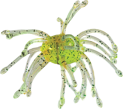 yellow with glitter sea urchin lure on a white background