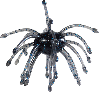 Blue and clear sparkle sea urchin lure on a white background