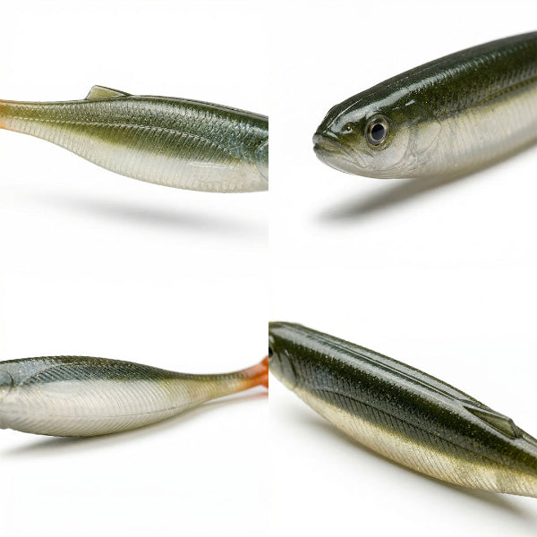 Four fish on a white background