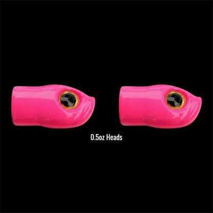 Stack Tackle Replacement Heads | 5/0 Screwy Head Jigs | 2 Per Pack | 0.5–1.5 oz | Chartreuse, Black, White, Pink