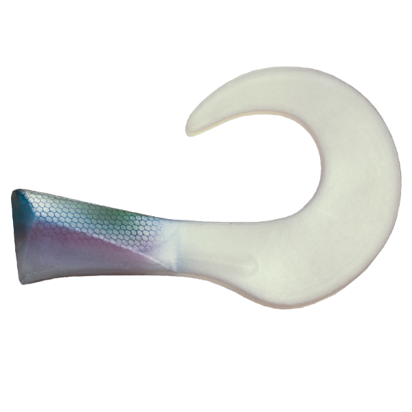 White and multicolored fishing lure on a white background