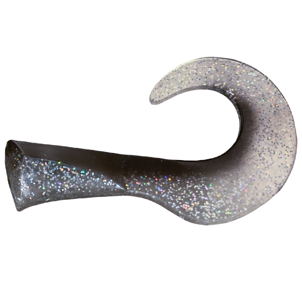 Fishing lure with glittery finish on a white background