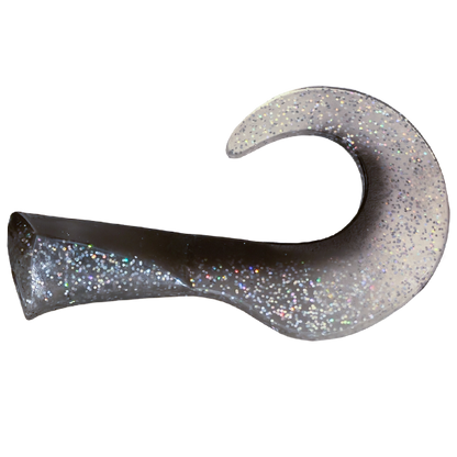 Fishing lure with glittery finish on a white background