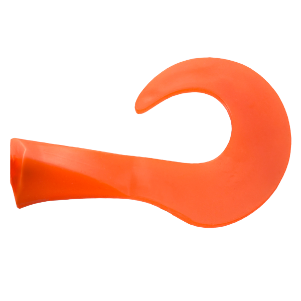 Orange plastic hook on a white background