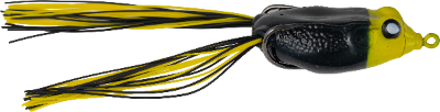 Yellow and black fishing lure with a detailed design