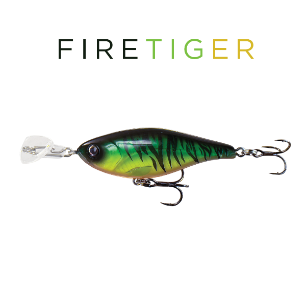 Fishing lure with 'FireTiger' branding on a white background
