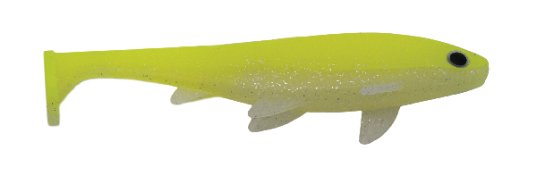 Yellow fishing lure on a white background