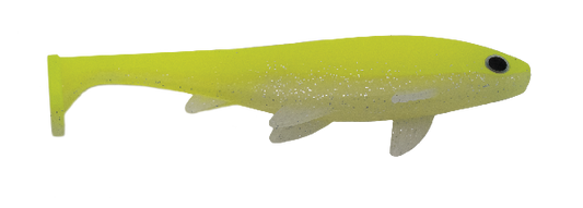 Yellow fishing lure on a white background