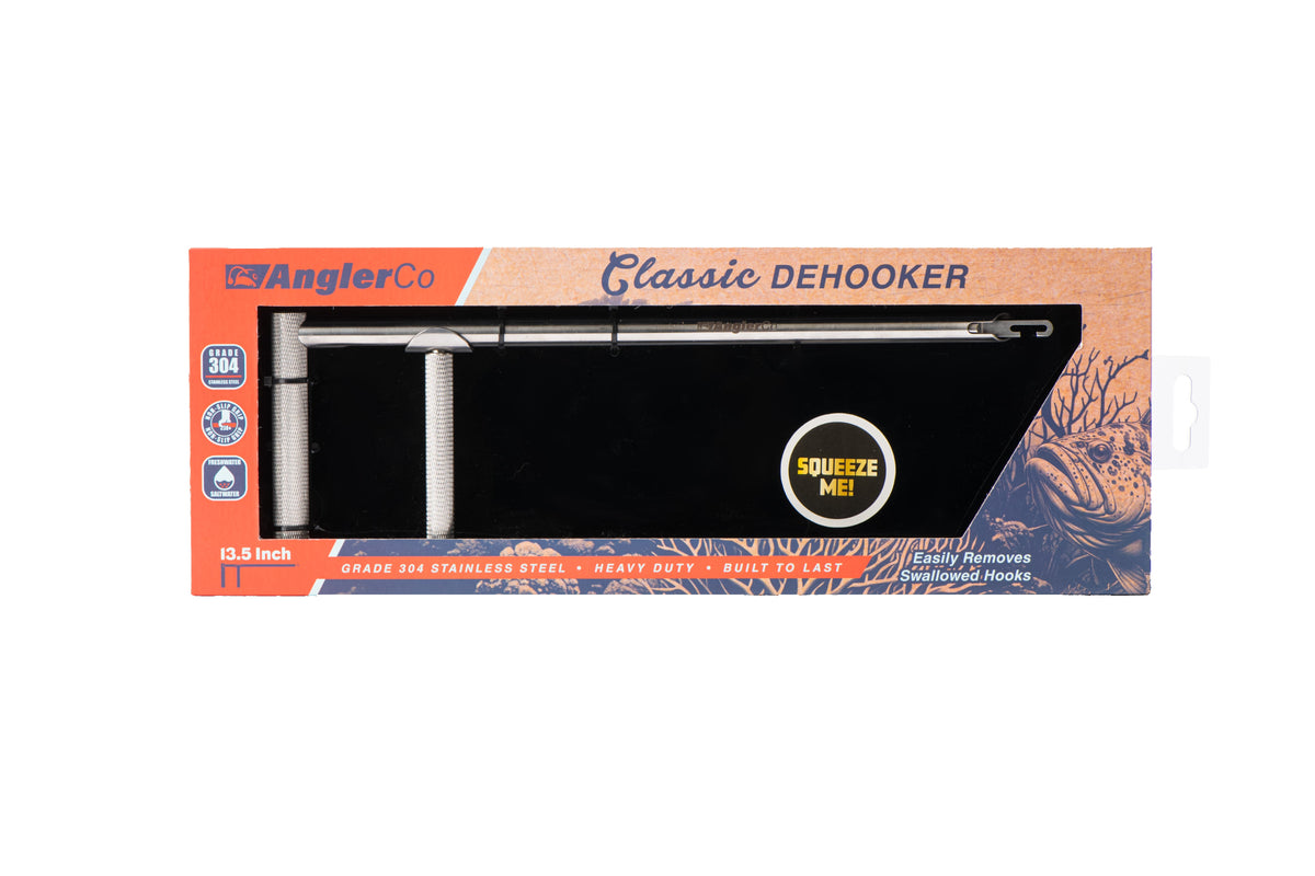 AnglerCo Classic Dehooker | Solid 304 Stainless Steel | Pistol Grip | 8.5" & 13.5" | Heavy-Duty Hook Removal
