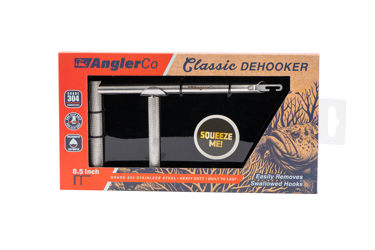 AnglerCo Classic Dehooker | Solid 304 Stainless Steel | Pistol Grip | 8.5" & 13.5" | Heavy-Duty Hook Removal