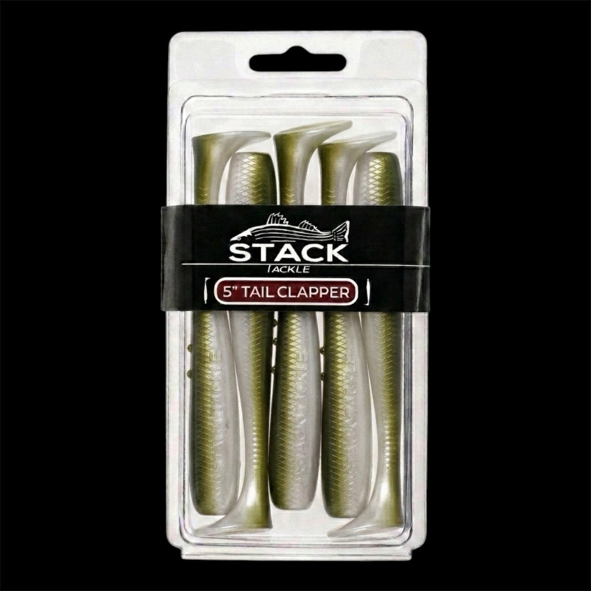Stack Tackle 5" Tail Clapper | Paddle Tail Swimbait | 5 Per Pack | 5/0 Screwy Head Compatible | Striped Bass, Flounder, Snook | 6 Colors