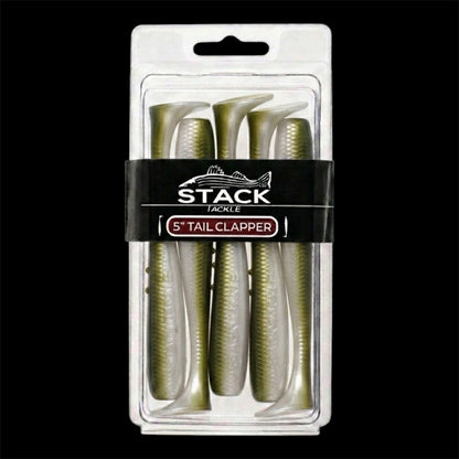 Stack Tackle 5" Tail Clapper | Paddle Tail Swimbait | 5 Per Pack | 5/0 Screwy Head Compatible | Striped Bass, Flounder, Snook | 6 Colors