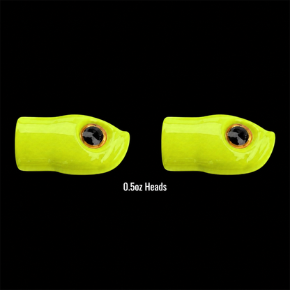 Stack Tackle Replacement Heads | 5/0 Screwy Head Jigs | 2 Per Pack | 0.5–1.5 oz | Chartreuse, Black, White, Pink
