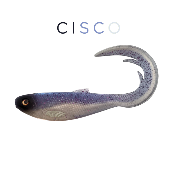 Fishing lure with Cisco logo on a white background