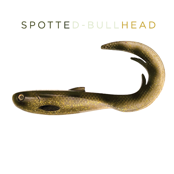Spotted Bullhead fishing lure on a white background with 'Spotted Bullhead' text above.