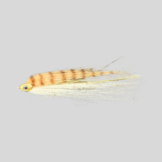 Flymen Crafty Deceiver | Deceiver-Style Baitfish Streamer | Fish-Skull Bandito Head | Living Eyes | #2 Stainless | White/Gray, Olive, Chartreuse & Tan | Freshwater & Saltwater | Flymen