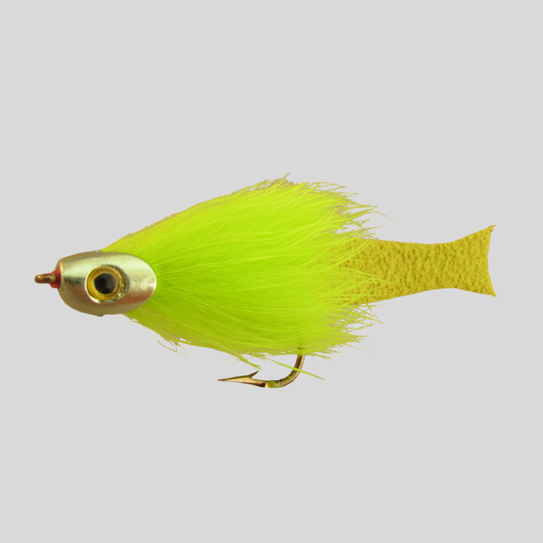 Fish-Skull Forage Fly | Baitfish Streamer | Fish-Skull Head, Living Eyes & Frantic Tail | Bite-Proof Suede Tail | 1/0 Hook | 4 Colors | Trout, Bass & Freshwater | Flymen