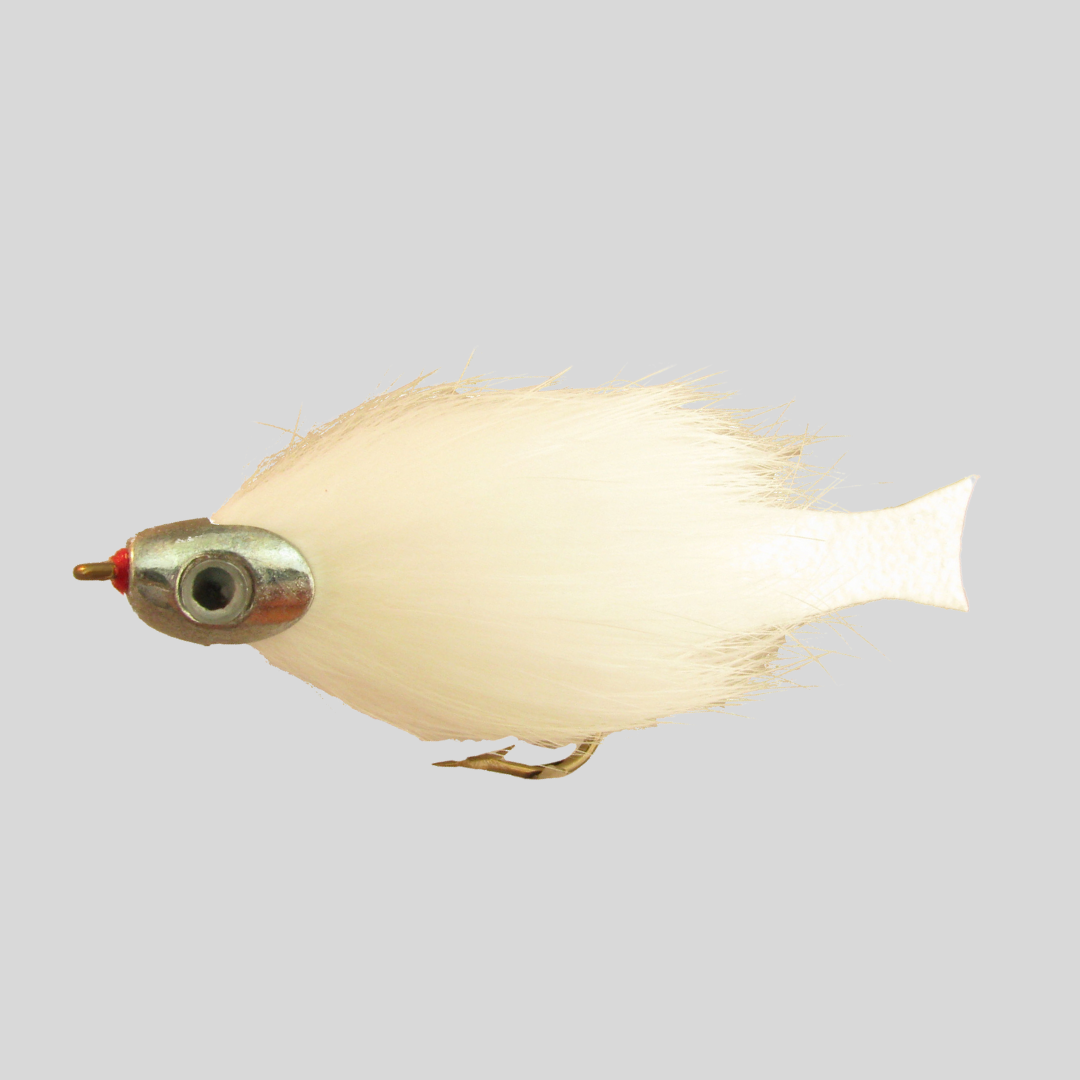Fish-Skull Forage Fly | Baitfish Streamer | Fish-Skull Head, Living Eyes & Frantic Tail | Bite-Proof Suede Tail | 1/0 Hook | 4 Colors | Trout, Bass & Freshwater | Flymen